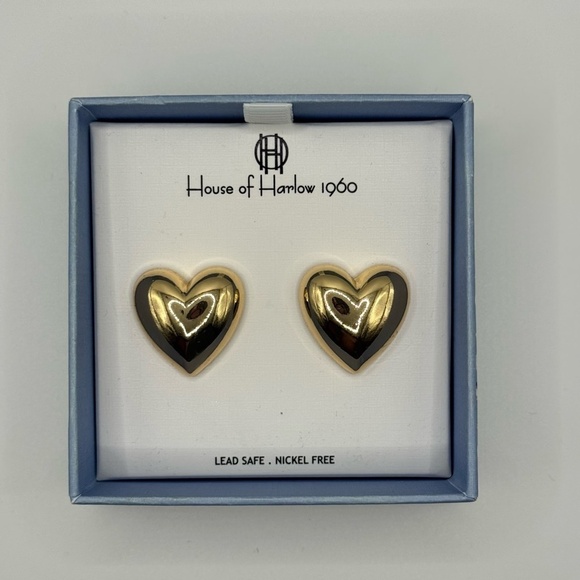 House of Harlow 1960 Jewelry - House of Harlow 1960 Puffy Gold Heart Stud Earrings